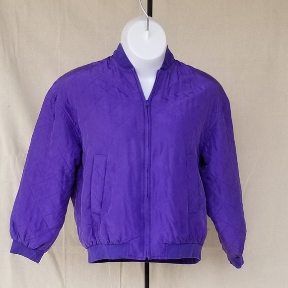 Westbound Jackets & Blazers - Vintage Silk Bomber Jacket- Purple Sz L